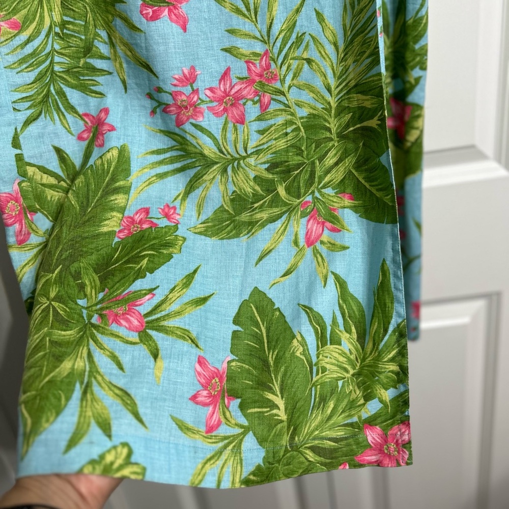 Vinatage Jones New York Floral Tropical Print Wrap Maxi Linen Skirt Size 4 - Picture 4 of 11
